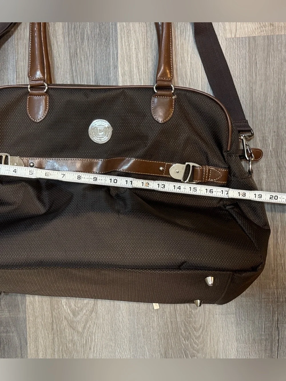 Chaps Brown Unisex Travel Tote Bag with Leather Trim